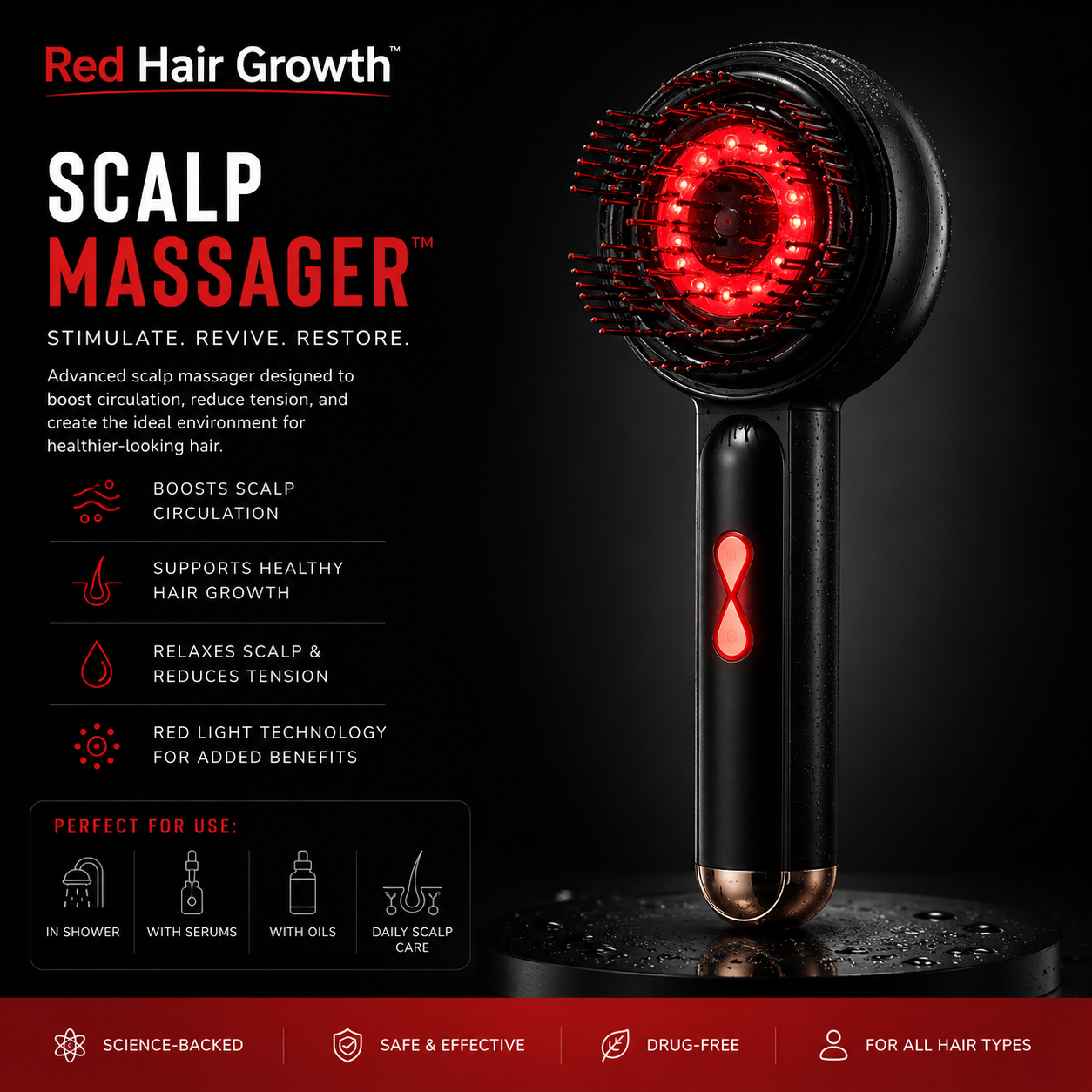 SCALP MASSAGER - RED LIGHT TECHNOLOGY
